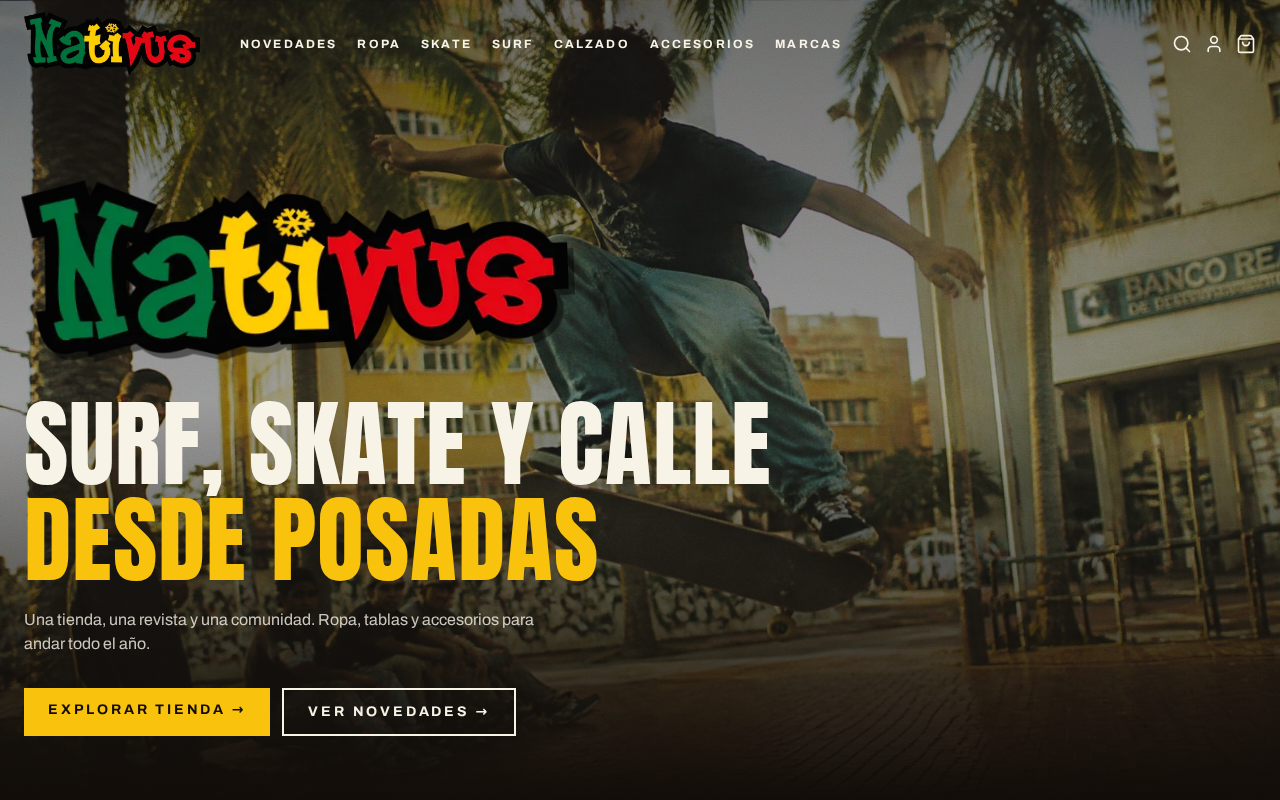 Captura de la tienda online de Nativus